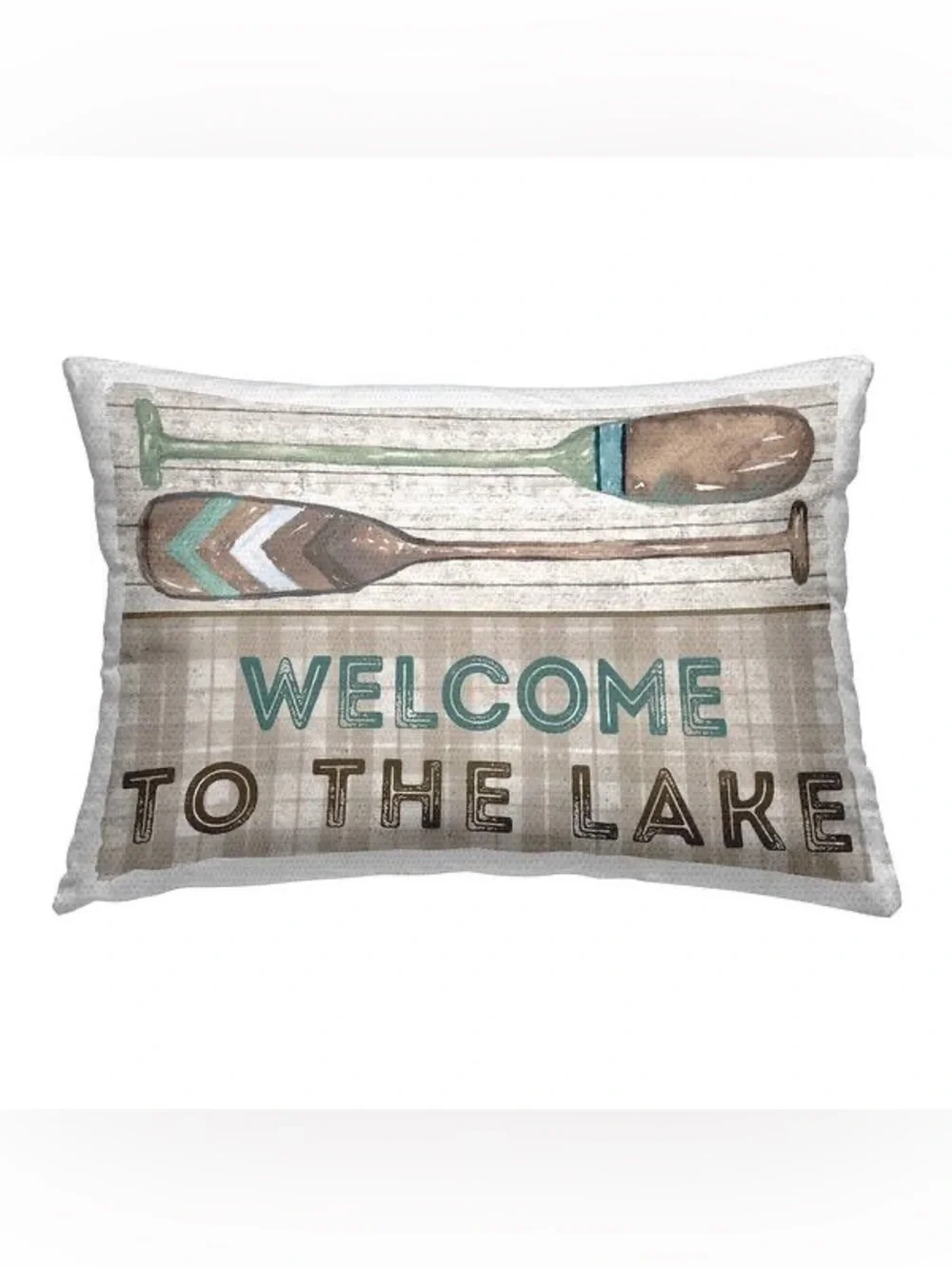 Stupell Rustic Welcome Lake Oars Printed Outdoor Throw Pillow
